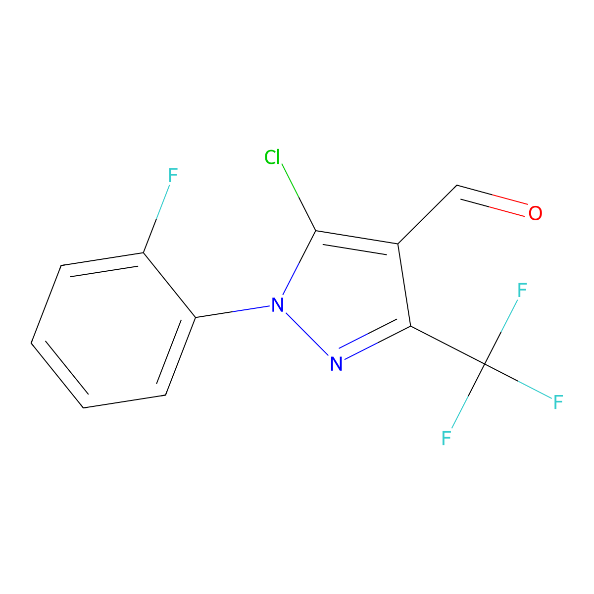 5-Chloro-1-(2-fluorophenyl)-3-(trifluoromethyl)-1H-pyrazole-4-carbaldehyde molecular structure, CAS 1152971-26-0