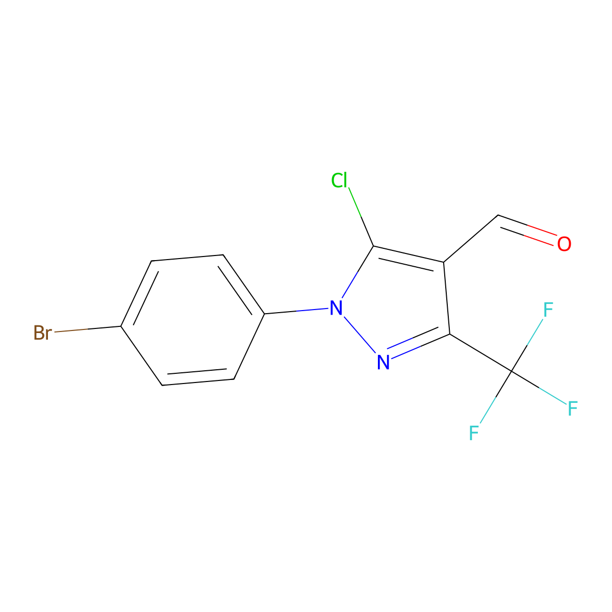 1-(4-Bromophenyl)-5-chloro-3-(trifluoromethyl)-1H-pyrazole-4-carbaldehyde molecular structure, CAS 1152971-38-4