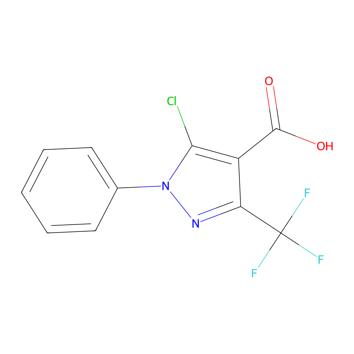 4-Carboxy-5-chloro-1-phenyl-3-(trifluoromethyl)pyrazole molecular structure, CAS 1152972-16-1