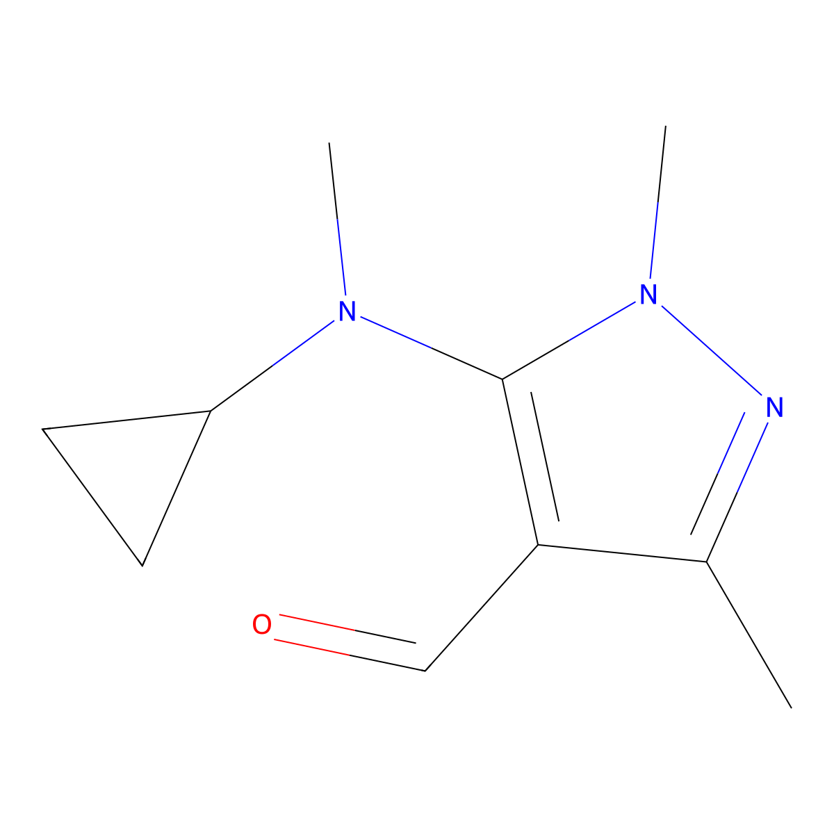 5-[cyclopropyl(methyl)amino]-1,3-dimethyl-1H-pyrazole-4-carbaldehyde molecular structure, CAS 1152974-48-5