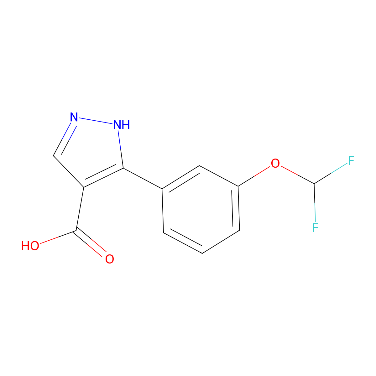 3-[3-(difluoromethoxy)phenyl]-1H-pyrazole-4-carboxylic acid molecular structure, CAS 1152974-89-4