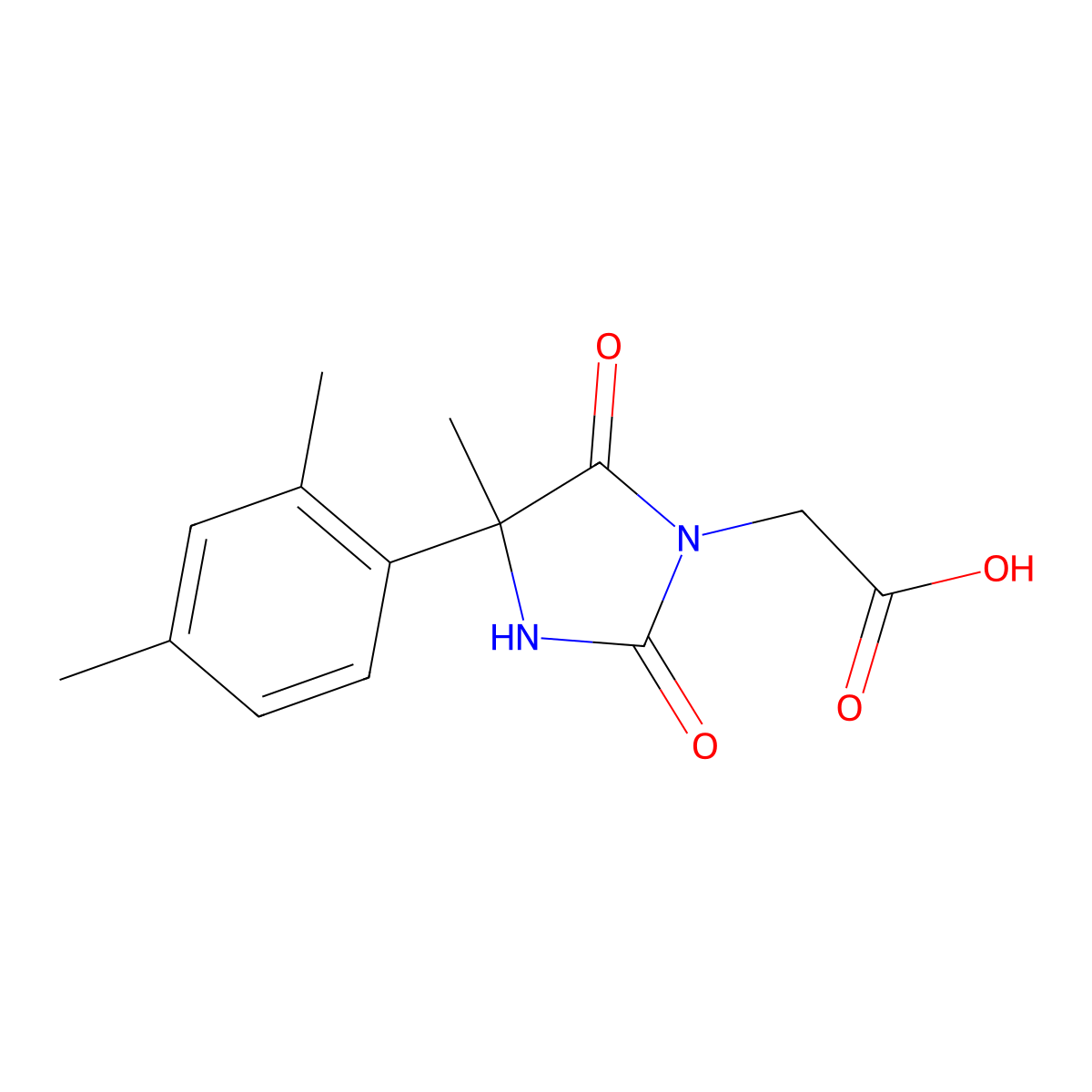 2-[4-(2,4-Dimethylphenyl)-4-methyl-2,5-dioxoimidazolidin-1-yl]acetic acid molecular structure, CAS 1152975-14-8