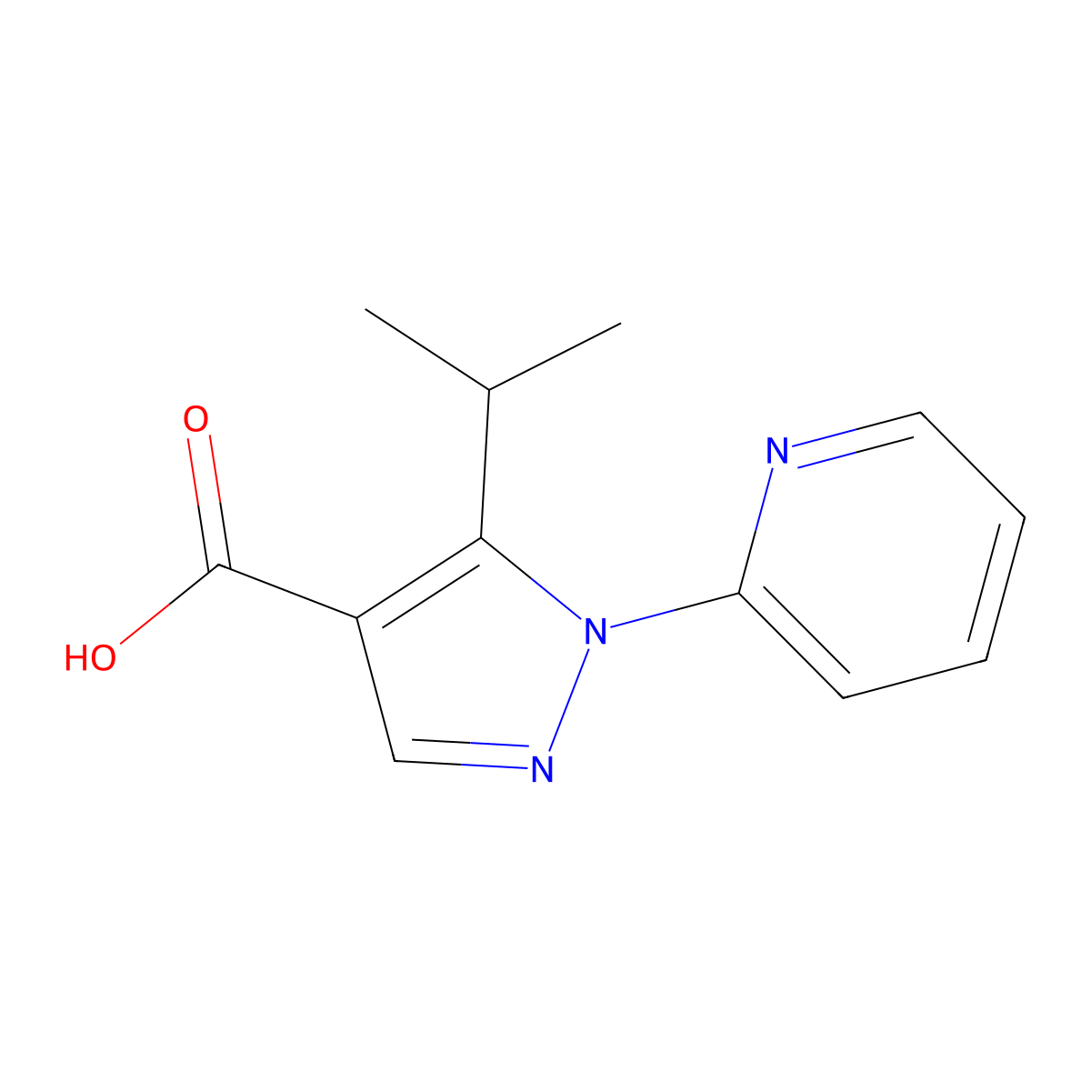 5-(propan-2-yl)-1-(pyridin-2-yl)-1H-pyrazole-4-carboxylic acid molecular structure, CAS 1152975-87-5