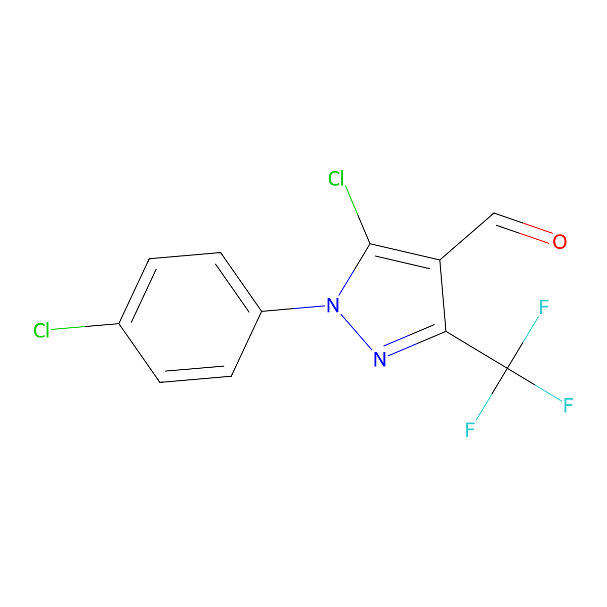 5-Chloro-1-(4-chlorophenyl)-3-(trifluoromethyl)-1H-pyrazole-4-carbaldehyde molecular structure, CAS 1152976-53-8