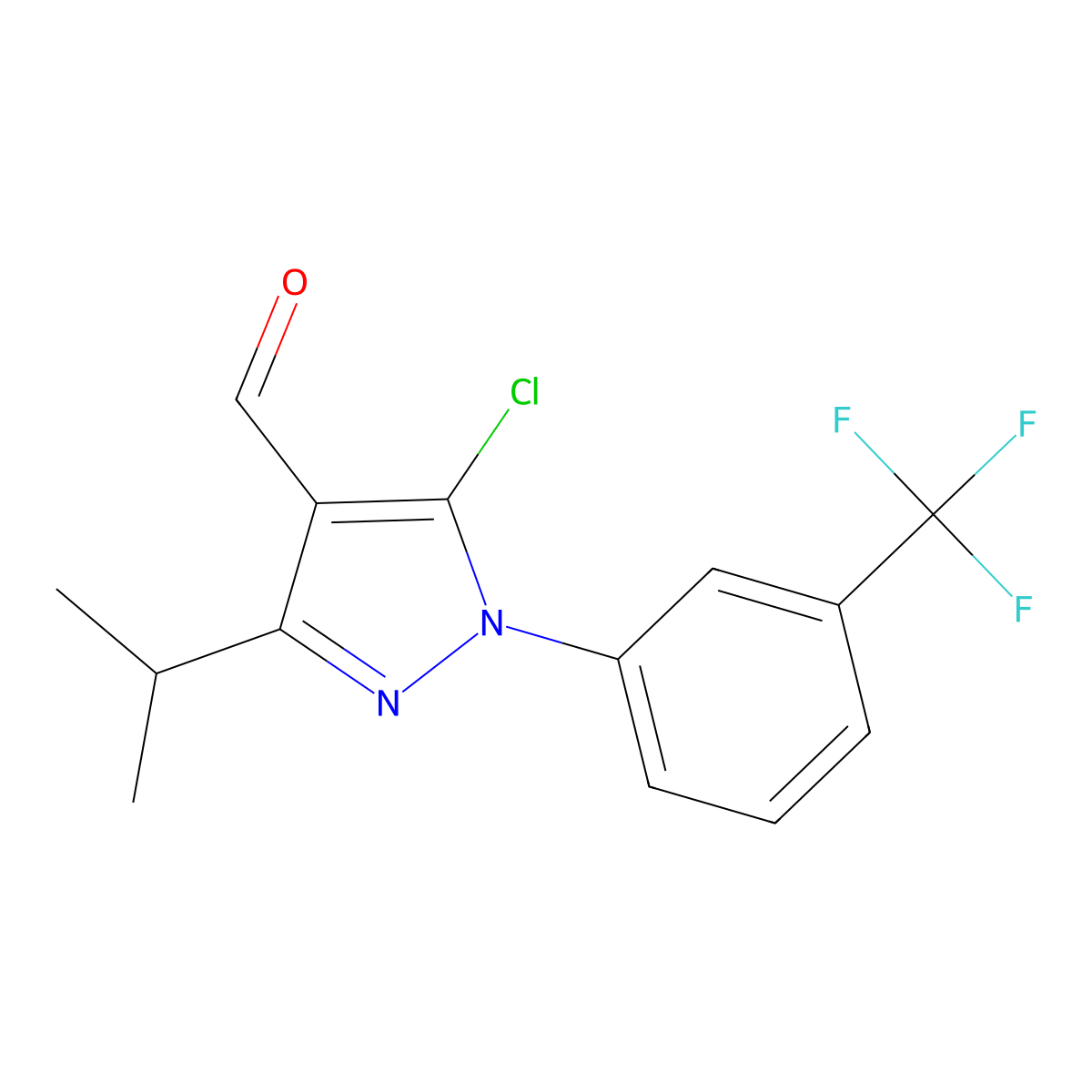 5-chloro-3-(propan-2-yl)-1-[3-(trifluoromethyl)phenyl]-1H-pyrazole-4-carbaldehyde molecular structure, CAS 1152976-75-4