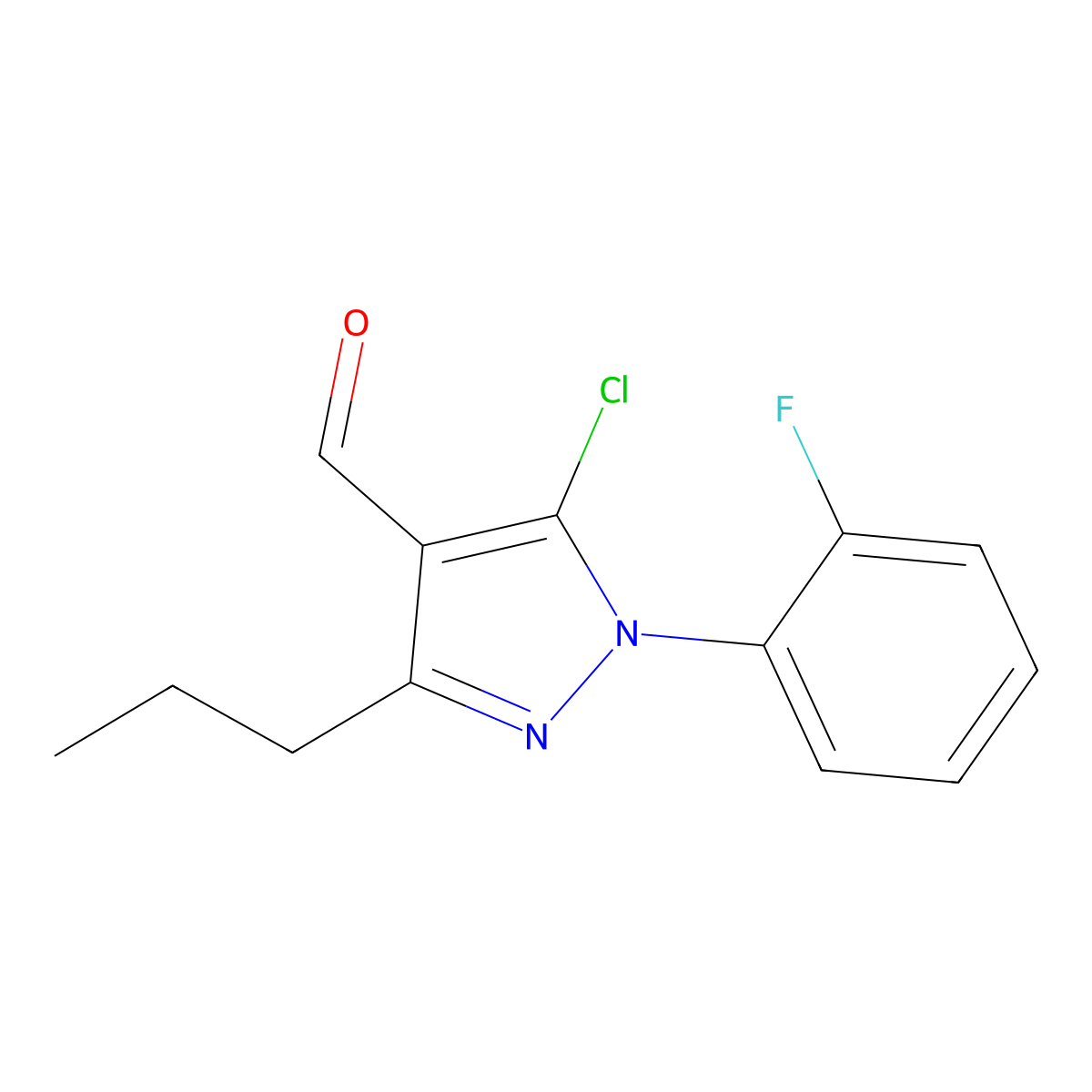 5-Chloro-1-(2-fluorophenyl)-3-propyl-1H-pyrazole-4-carbaldehyde molecular structure, CAS 1152977-25-7