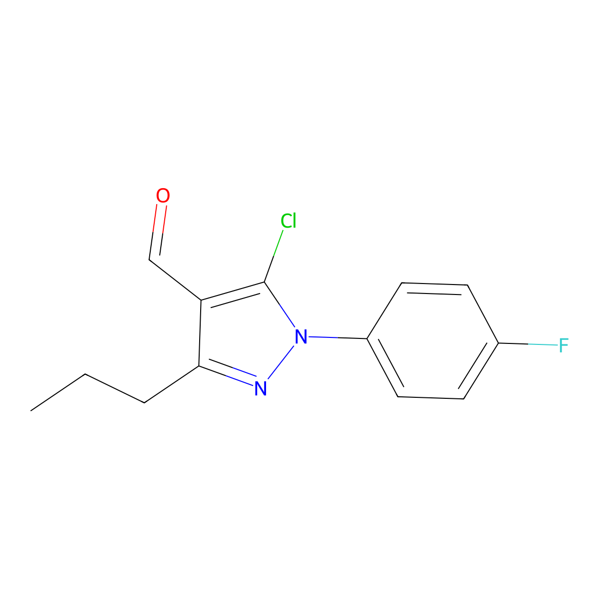 5-Chloro-1-(4-fluorophenyl)-3-propyl-1H-pyrazole-4-carbaldehyde molecular structure, CAS 1152977-66-6