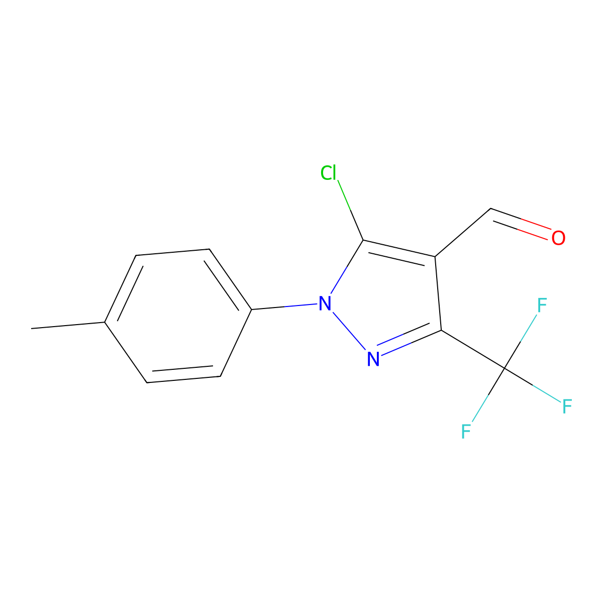 5-chloro-1-(4-methylphenyl)-3-(trifluoromethyl)-1H-pyrazole-4-carbaldehyde molecular structure, CAS 1152978-14-7