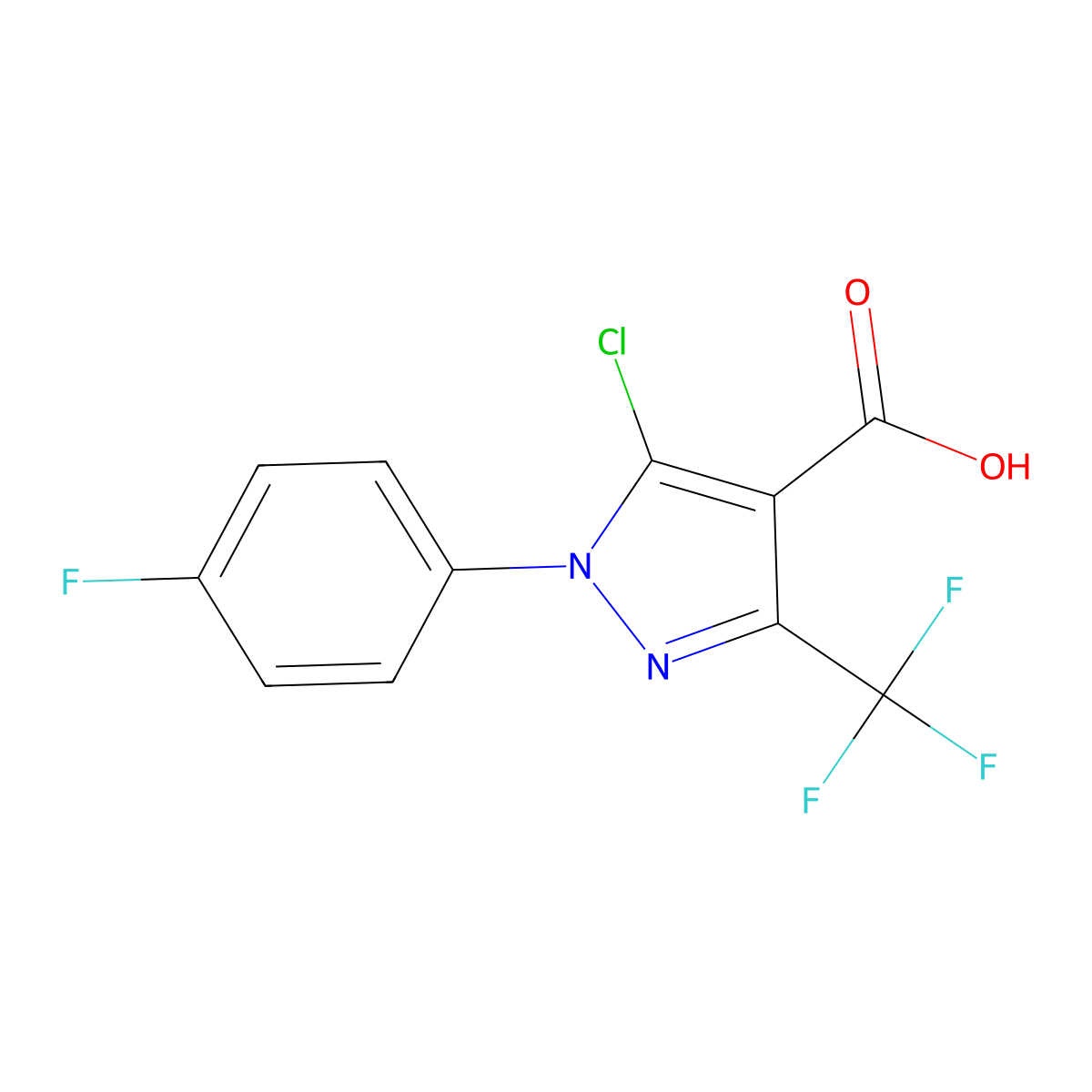 5-Chloro-3-(trifluoromethyl)-1-(4-fluorophenyl)-1H-pyrazole-4-carboxylic acid molecular structure, CAS 1152979-31-1