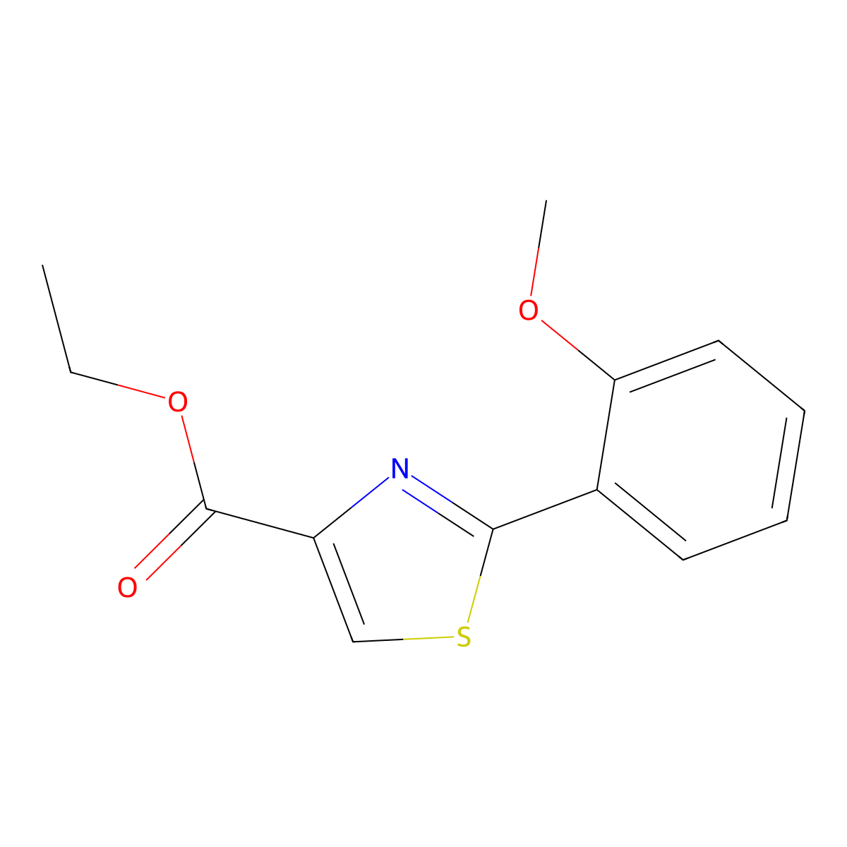 Ethyl 2-(2-methoxyphenyl)-1,3-thiazole-4-carboxylate molecular structure, CAS 115299-16-6