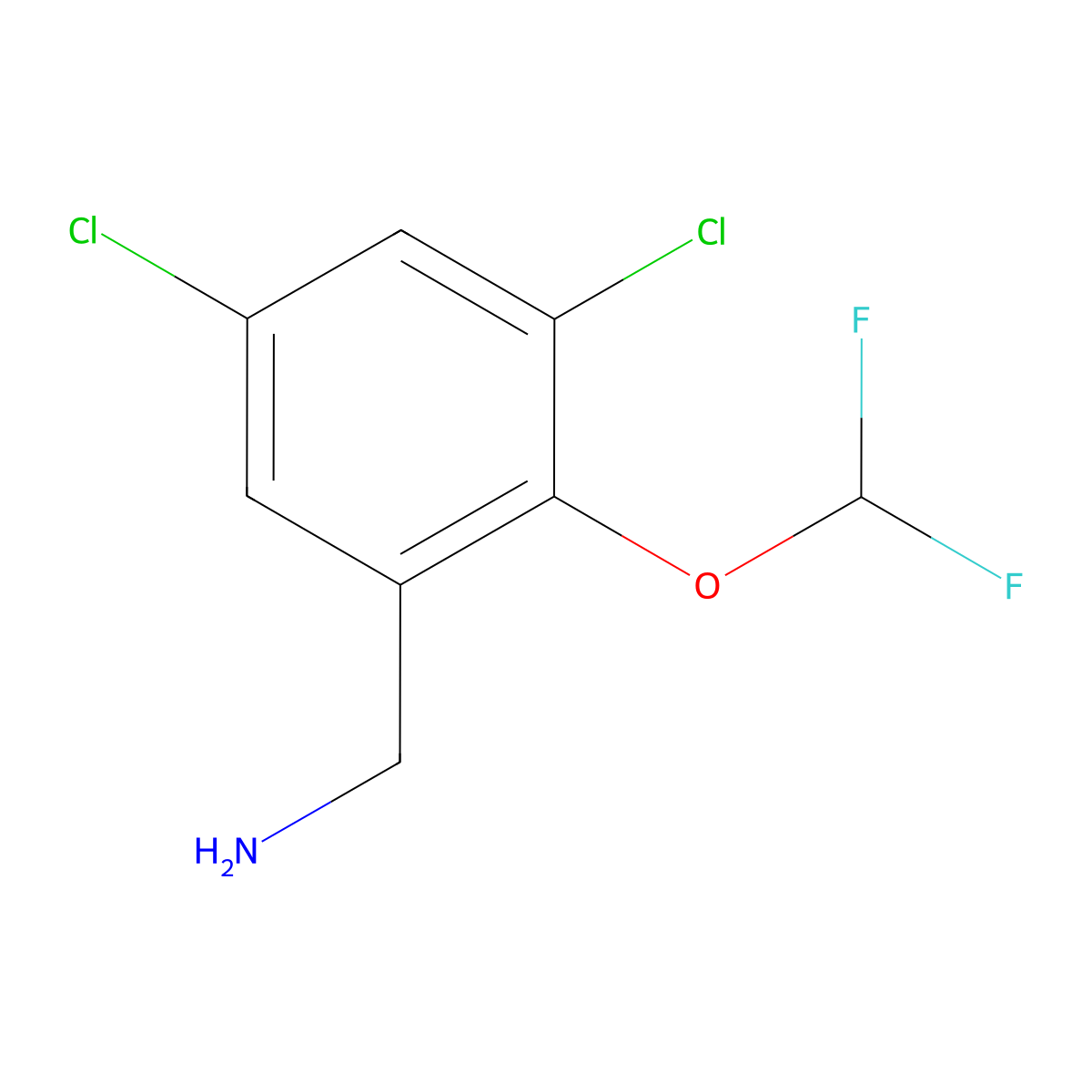 (3,5-Dichloro-2-(difluoromethoxy)phenyl)methanamine molecular structure, CAS 1152996-33-2