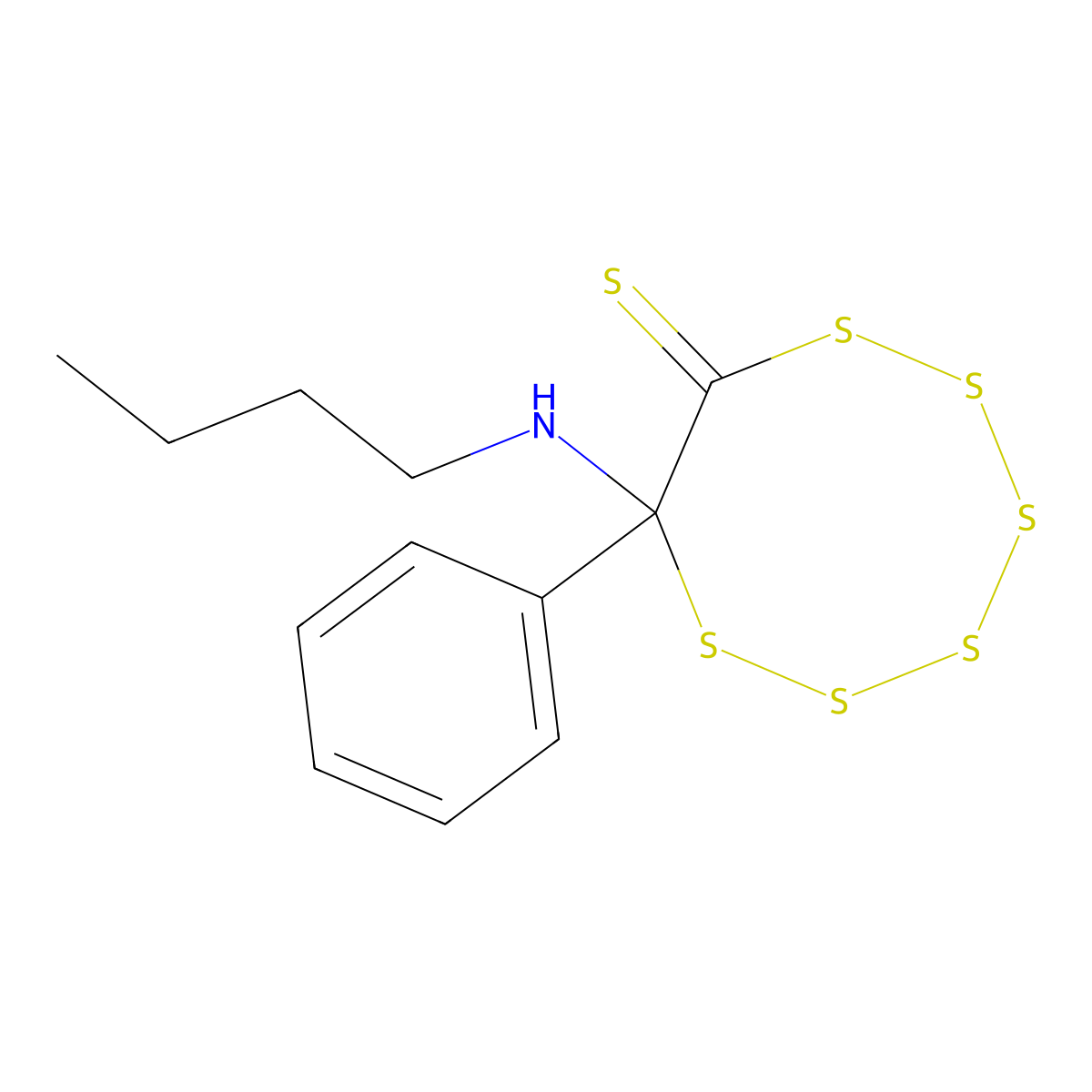 8-(Butylamino)-8-phenylhexathiocane-7-thione molecular structure, CAS 1153-12-4