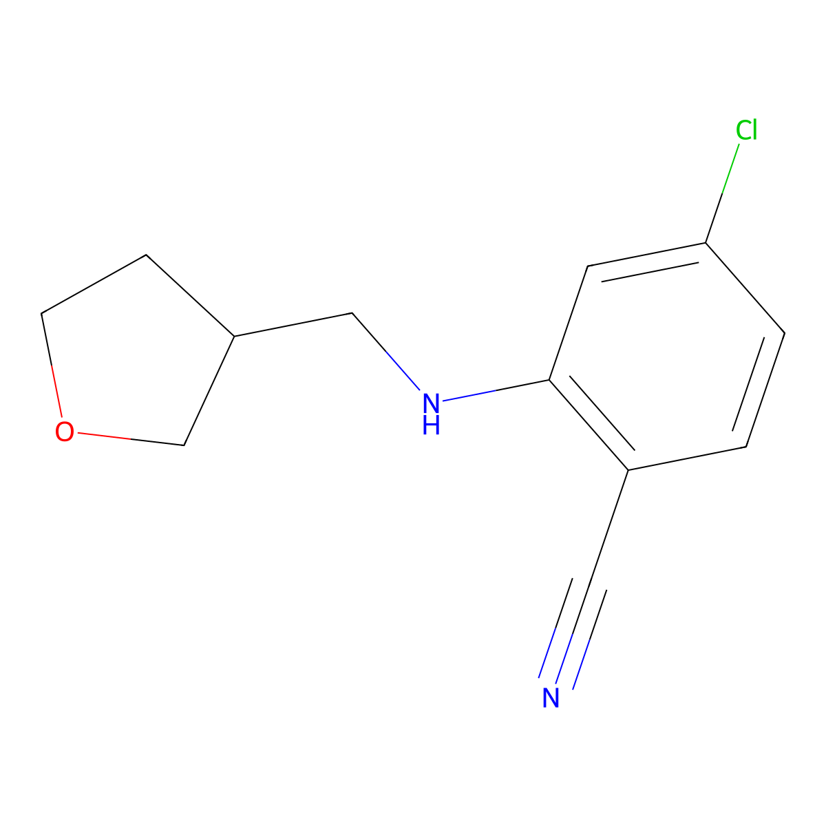 4-Chloro-2-[(oxolan-3-ylmethyl)amino]benzonitrile molecular structure, CAS 1153004-47-7