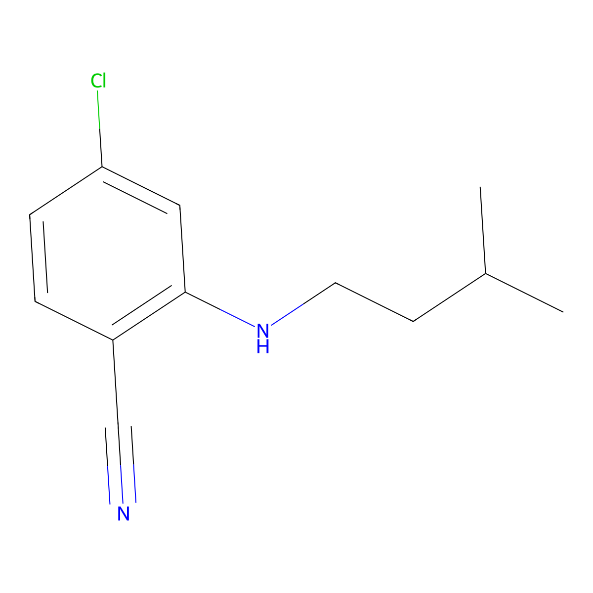 4-Chloro-2-[(3-methylbutyl)amino]benzonitrile molecular structure, CAS 1153007-39-6