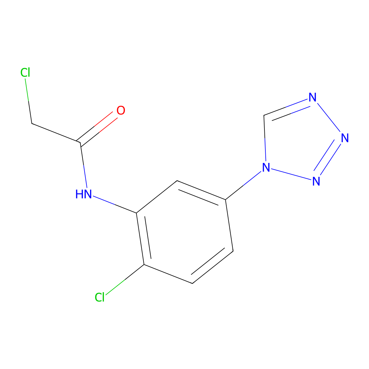 2-chloro-N-(2-chloro-5-(1H-1,2,3,4-tetrazol-1-yl)phenyl)acetamide molecular structure, CAS 1153017-91-4