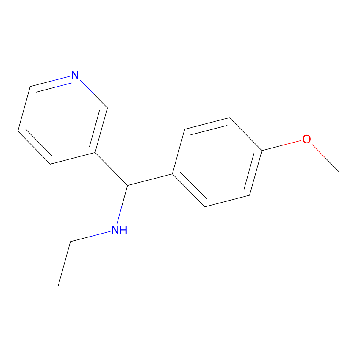 Ethyl[(4-methoxyphenyl)(pyridin-3-yl)methyl]amine molecular structure, CAS 1153032-83-7