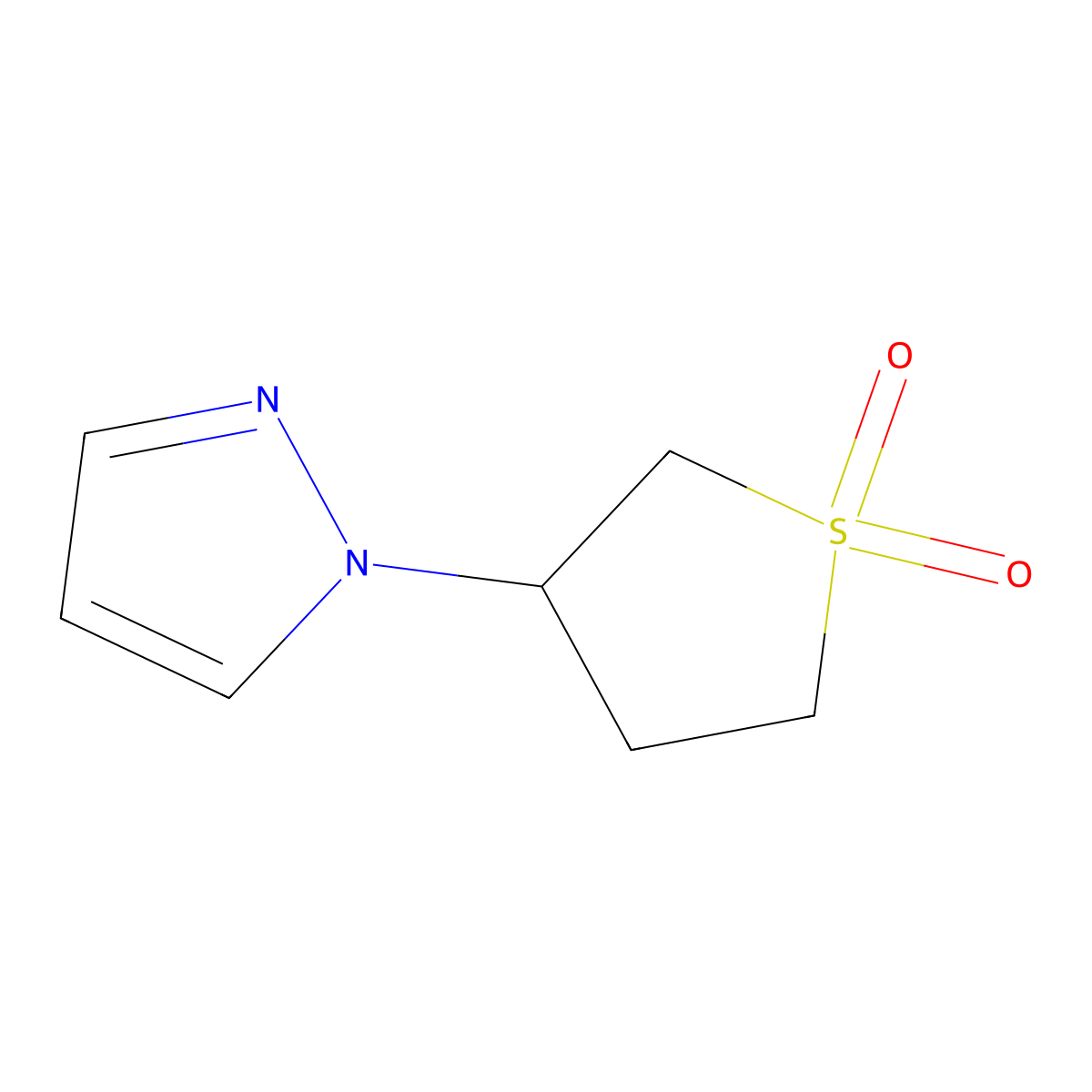 3-(1H-pyrazol-1-yl)-1lambda6-thiolane-1,1-dione molecular structure, CAS 1153039-20-3