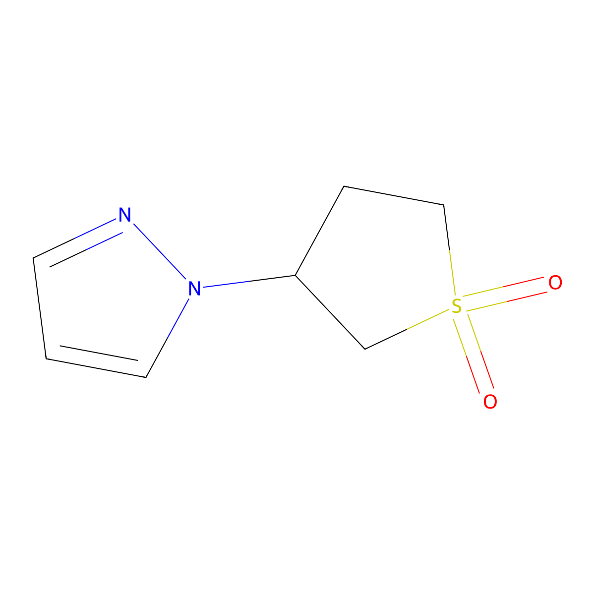3-(1H-pyrazol-1-yl)-1lambda6-thiolane-1,1-dione molecular structure, CAS 1153039-20-3
