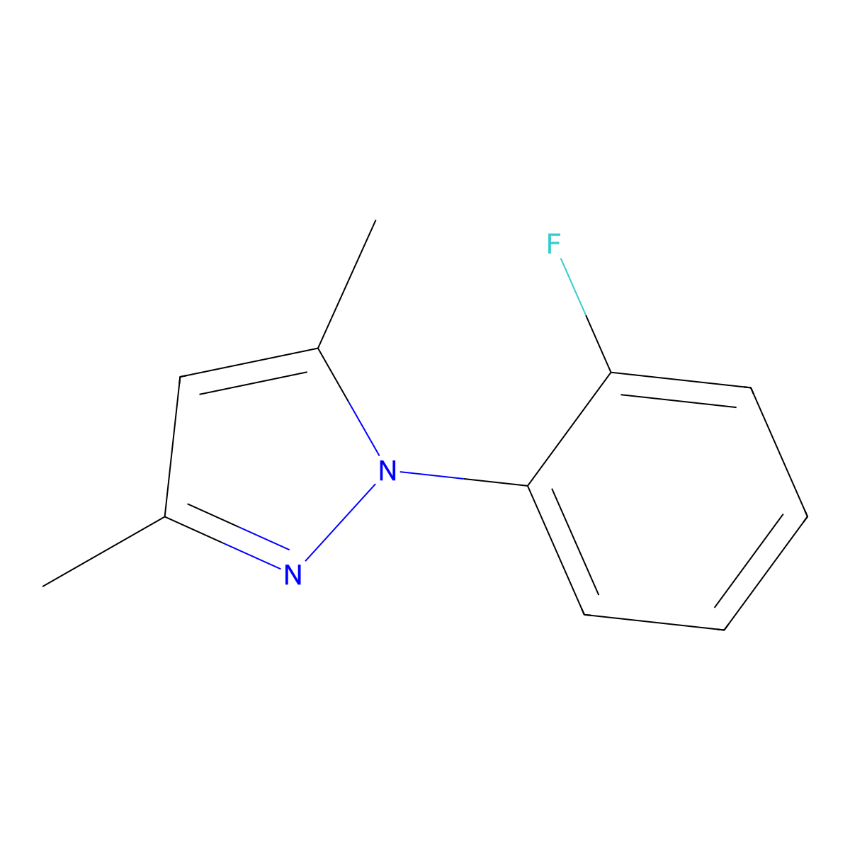 1-(2-Fluorophenyl)-3,5-dimethylpyrazole molecular structure, CAS 1153039-39-4