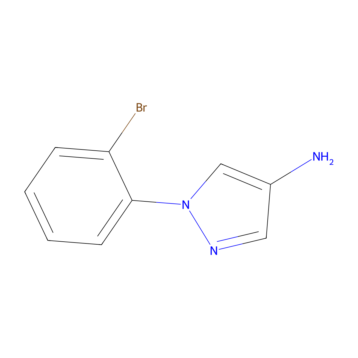 1-(2-bromophenyl)-1H-pyrazol-4-amine molecular structure, CAS 1153039-45-2