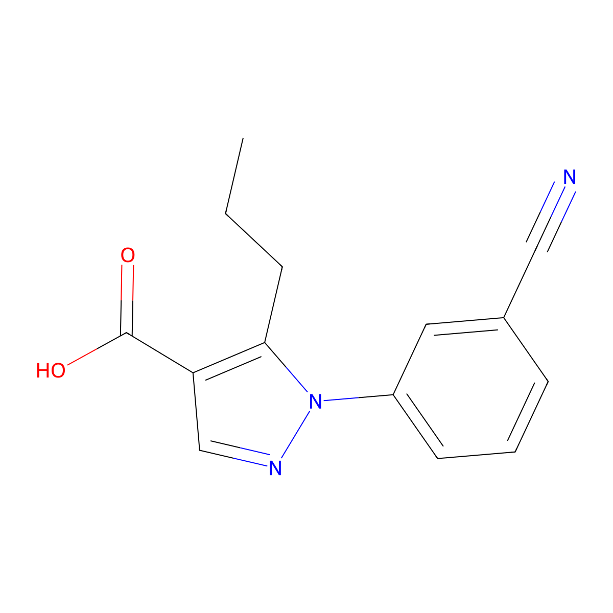 1-(3-Cyanophenyl)-5-propyl-1H-pyrazole-4-carboxylic acid molecular structure, CAS 1153039-88-3