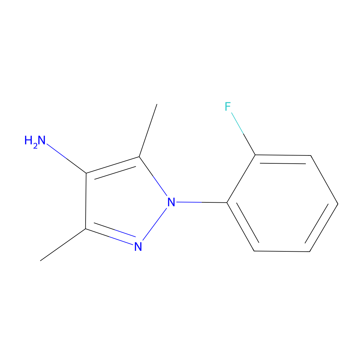 1-(2-fluorophenyl)-3,5-dimethyl-1H-pyrazol-4-amine molecular structure, CAS 1153040-55-1