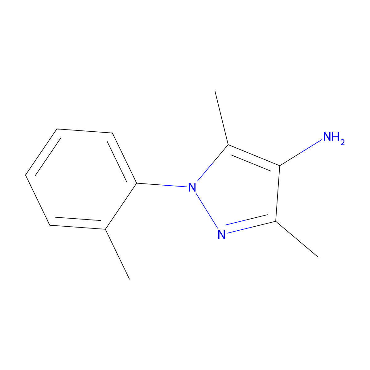 3,5-dimethyl-1-(2-methylphenyl)-1H-pyrazol-4-amine molecular structure, CAS 1153040-80-2