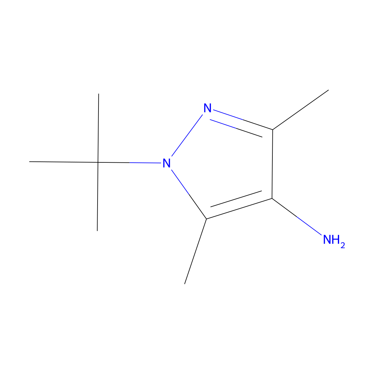 1-tert-butyl-3,5-dimethyl-1H-pyrazol-4-amine molecular structure, CAS 1153040-92-6