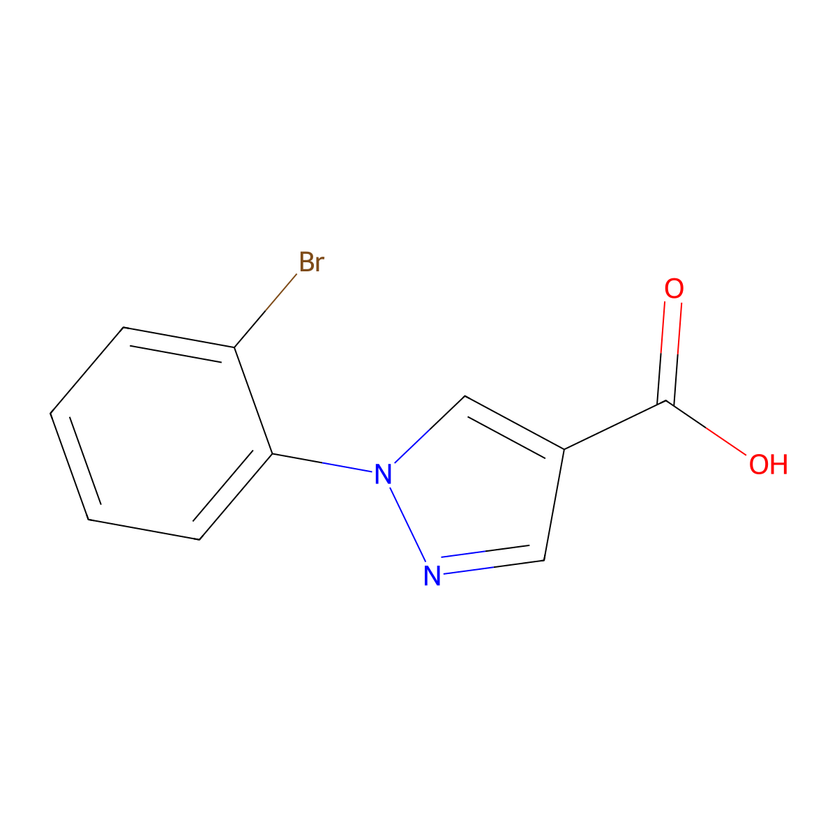 1-(2-Bromophenyl)-1H-pyrazole-4-carboxylic acid molecular structure, CAS 1153041-33-8