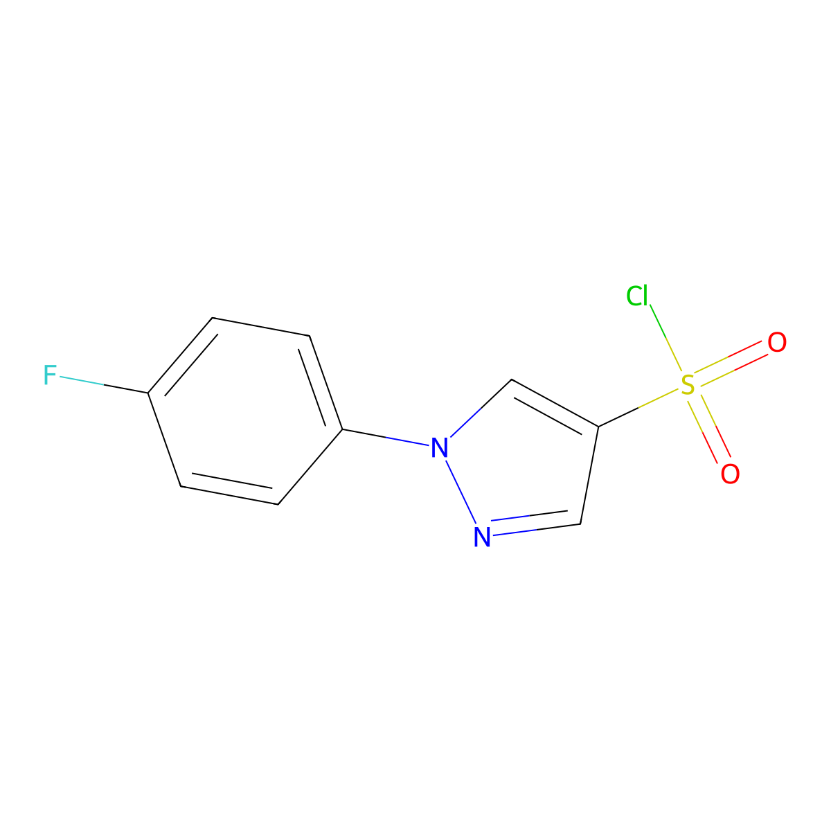 1-(4-fluorophenyl)-1H-pyrazole-4-sulfonyl chloride molecular structure, CAS 1153042-23-9