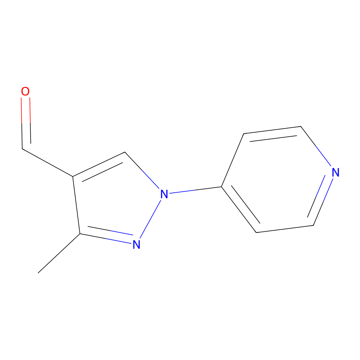 3-methyl-1-(pyridin-4-yl)-1H-pyrazole-4-carbaldehyde molecular structure, CAS 1153043-06-1