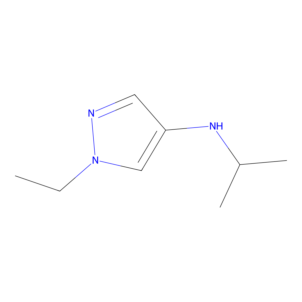 1-ethyl-N-(propan-2-yl)-1H-pyrazol-4-amine molecular structure, CAS 1153044-19-9