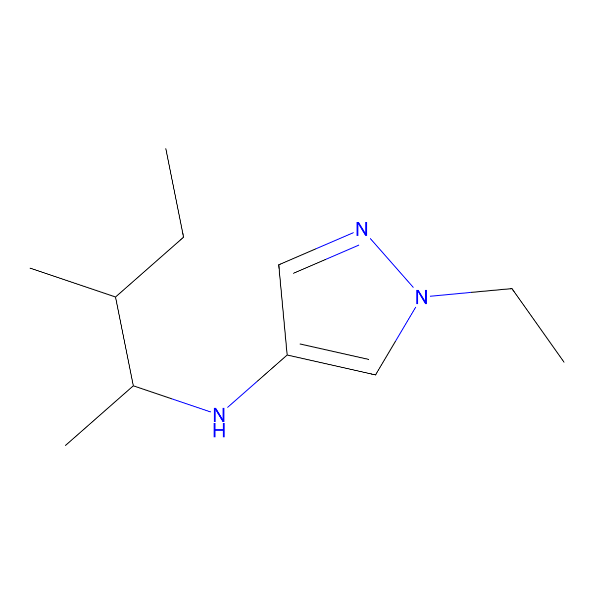 1-Ethyl-N-(3-methylpentan-2-yl)-1H-pyrazol-4-amine molecular structure, CAS 1153044-40-6