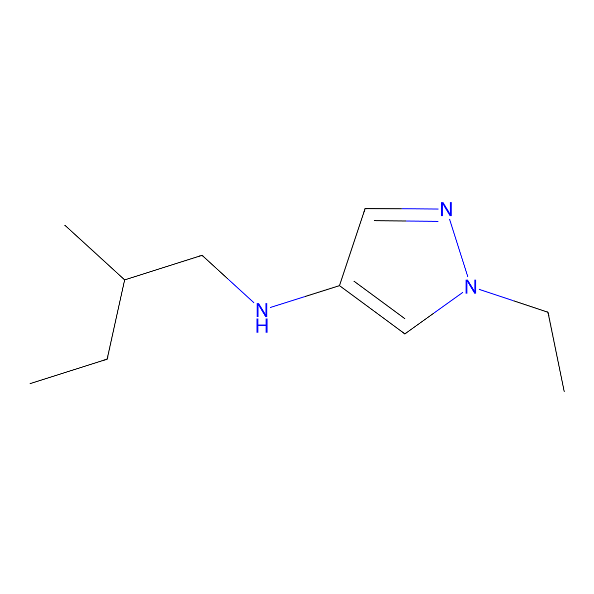 1-Ethyl-N-(2-methylbutyl)-1H-pyrazol-4-amine molecular structure, CAS 1153044-63-3