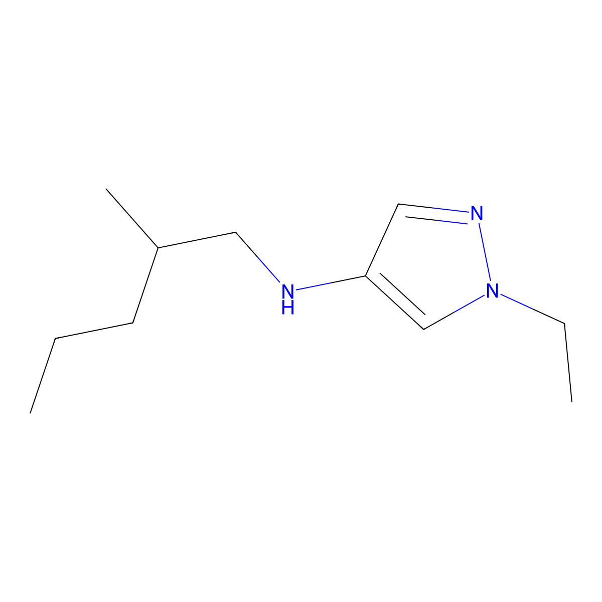1-Ethyl-N-(2-methylpentyl)-1H-pyrazol-4-amine molecular structure, CAS 1153044-70-2