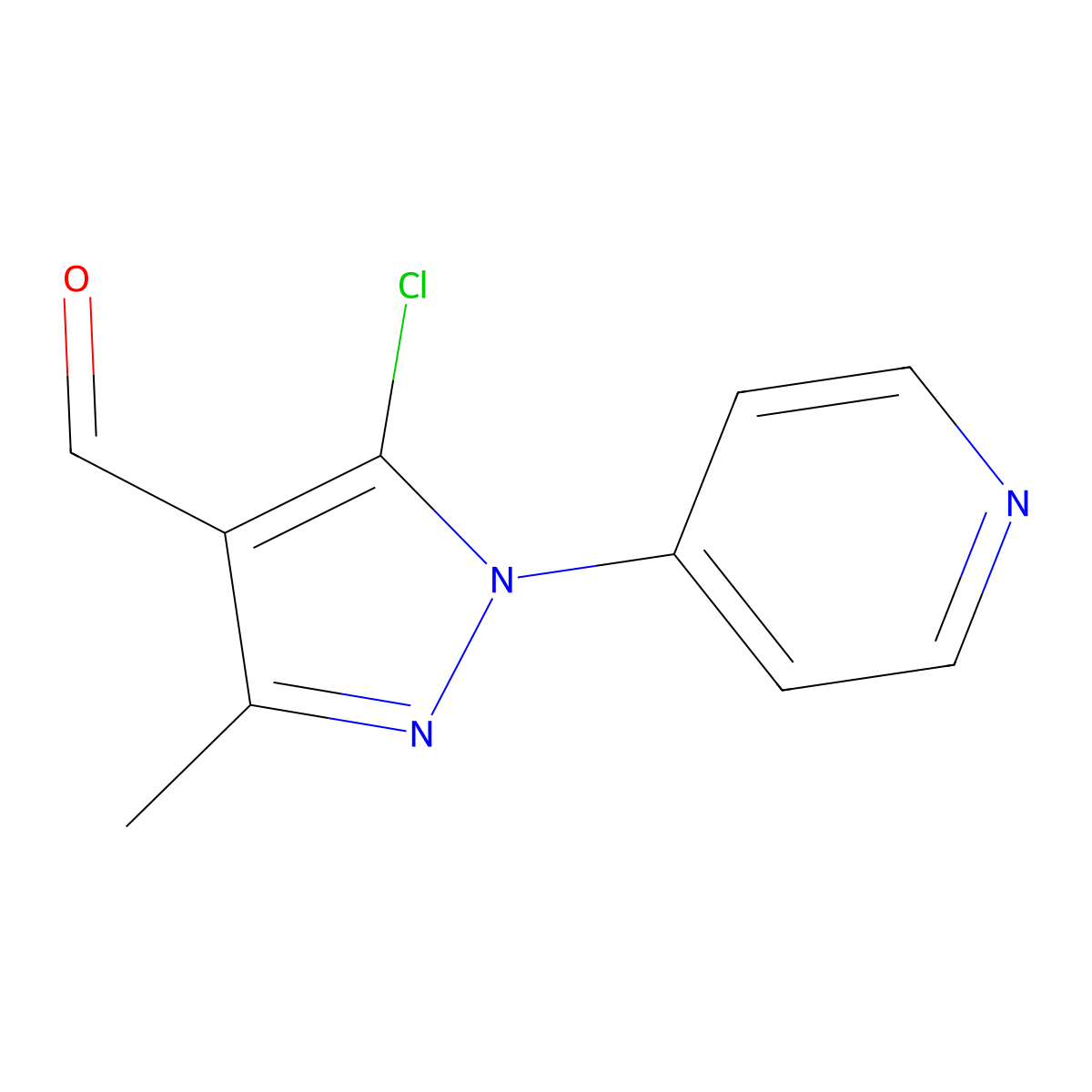 5-chloro-3-methyl-1-(pyridin-4-yl)-1H-pyrazole-4-carbaldehyde molecular structure, CAS 1153044-98-4