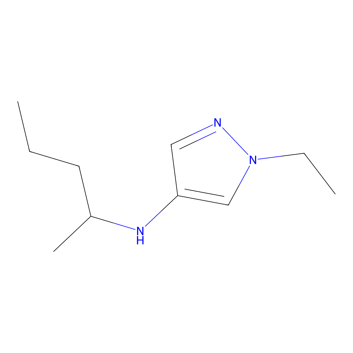 1-Ethyl-N-(pentan-2-yl)-1H-pyrazol-4-amine molecular structure, CAS 1153046-74-2