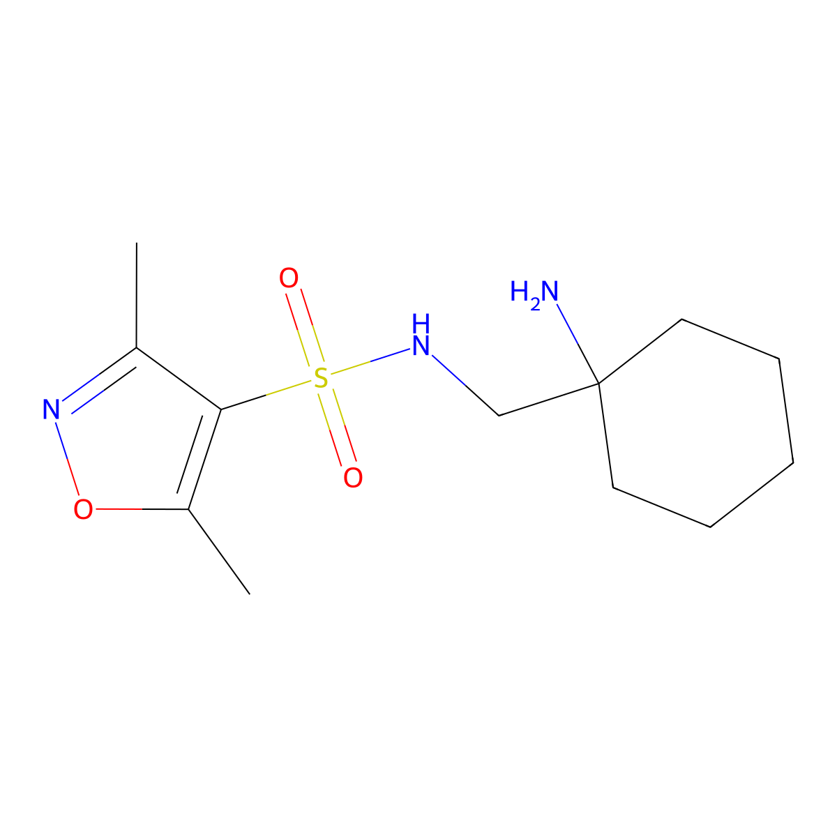 N-[(1-Aminocyclohexyl)methyl]-3,5-dimethyl-1,2-oxazole-4-sulfonamide molecular structure, CAS 1153054-05-7