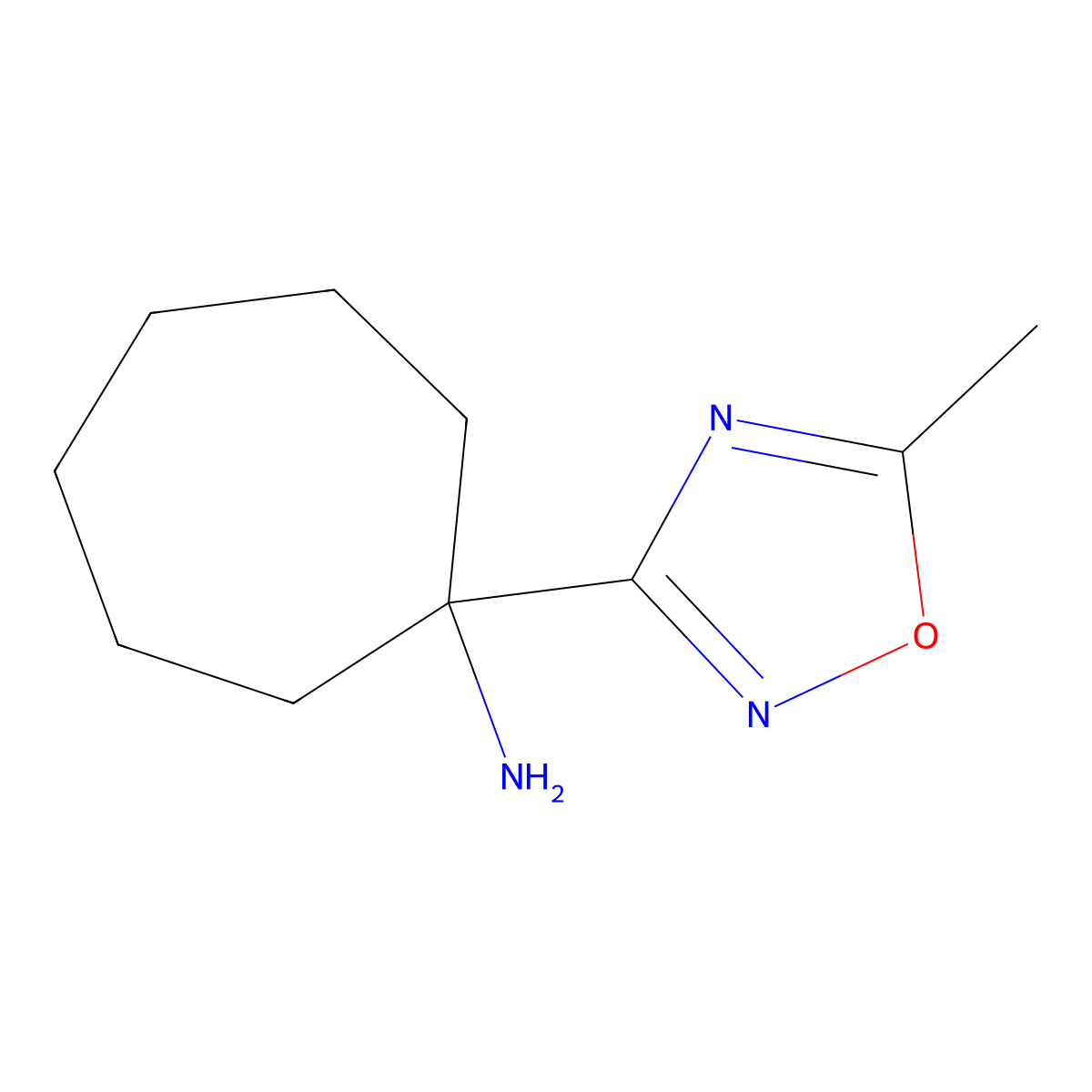 1-(5-Methyl-1,2,4-oxadiazol-3-yl)cycloheptan-1-amine molecular structure, CAS 1153068-29-1
