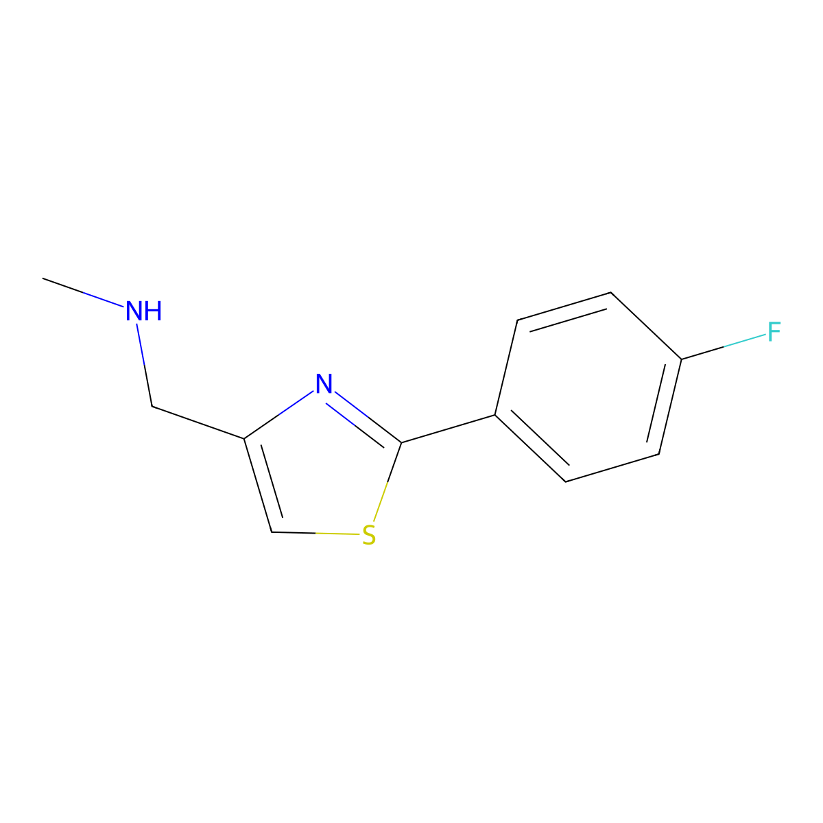 {[2-(4-Fluorophenyl)-1,3-thiazol-4-yl]methyl}(methyl)amine molecular structure, CAS 1153070-05-3