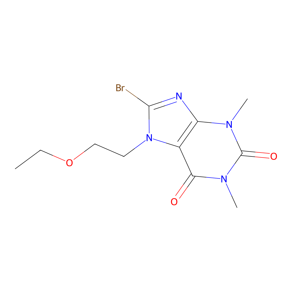 8-Bromo-7-(2-ethoxyethyl)-1,3-dimethylpurine-2,6-dione molecular structure, CAS 115308-41-3