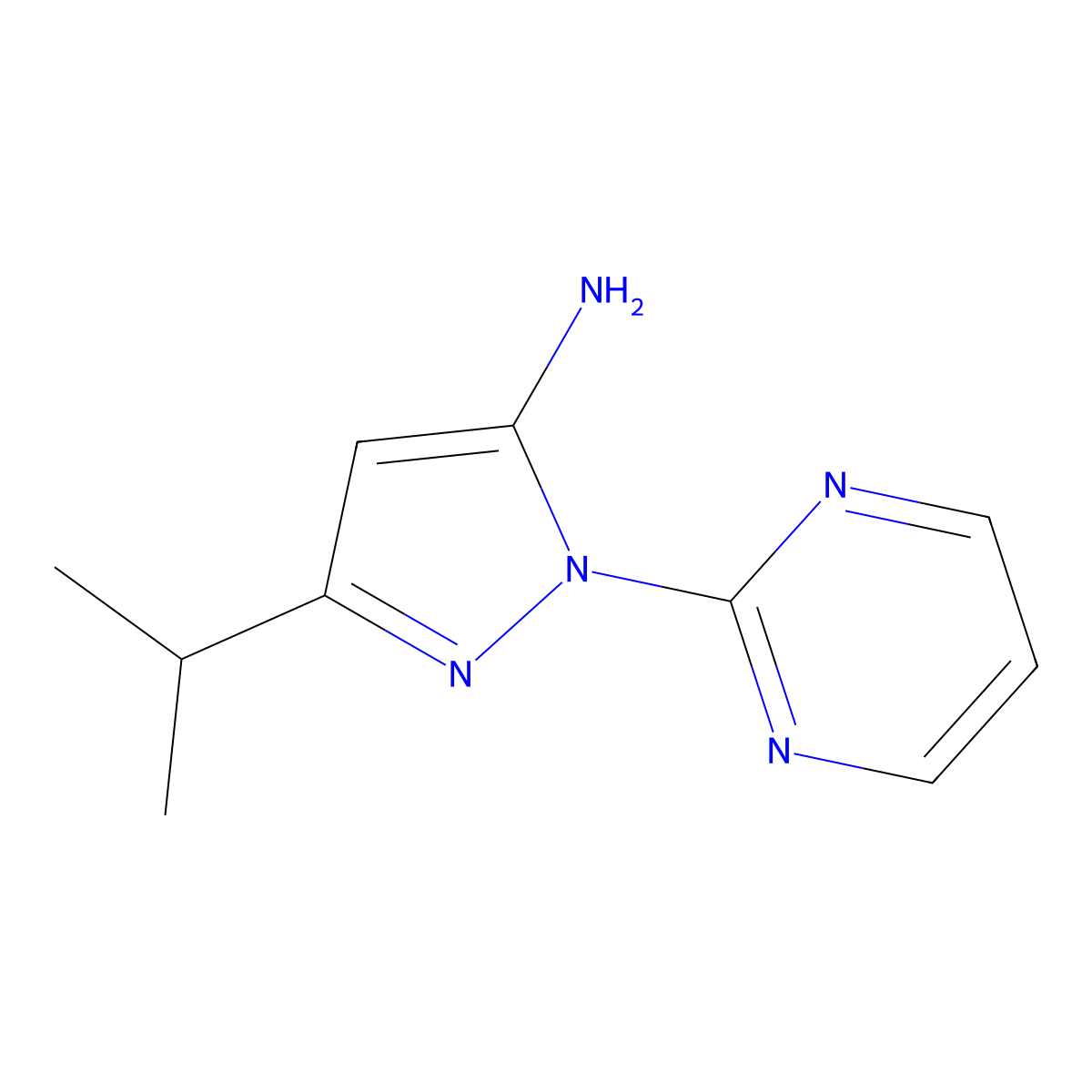 3-Isopropyl-1-(pyrimidin-2-yl)-1H-pyrazol-5-amine molecular structure, CAS 1153082-81-5