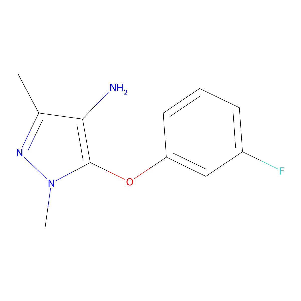 5-(3-fluorophenoxy)-1,3-dimethyl-1H-pyrazol-4-amine molecular structure, CAS 1153084-94-6