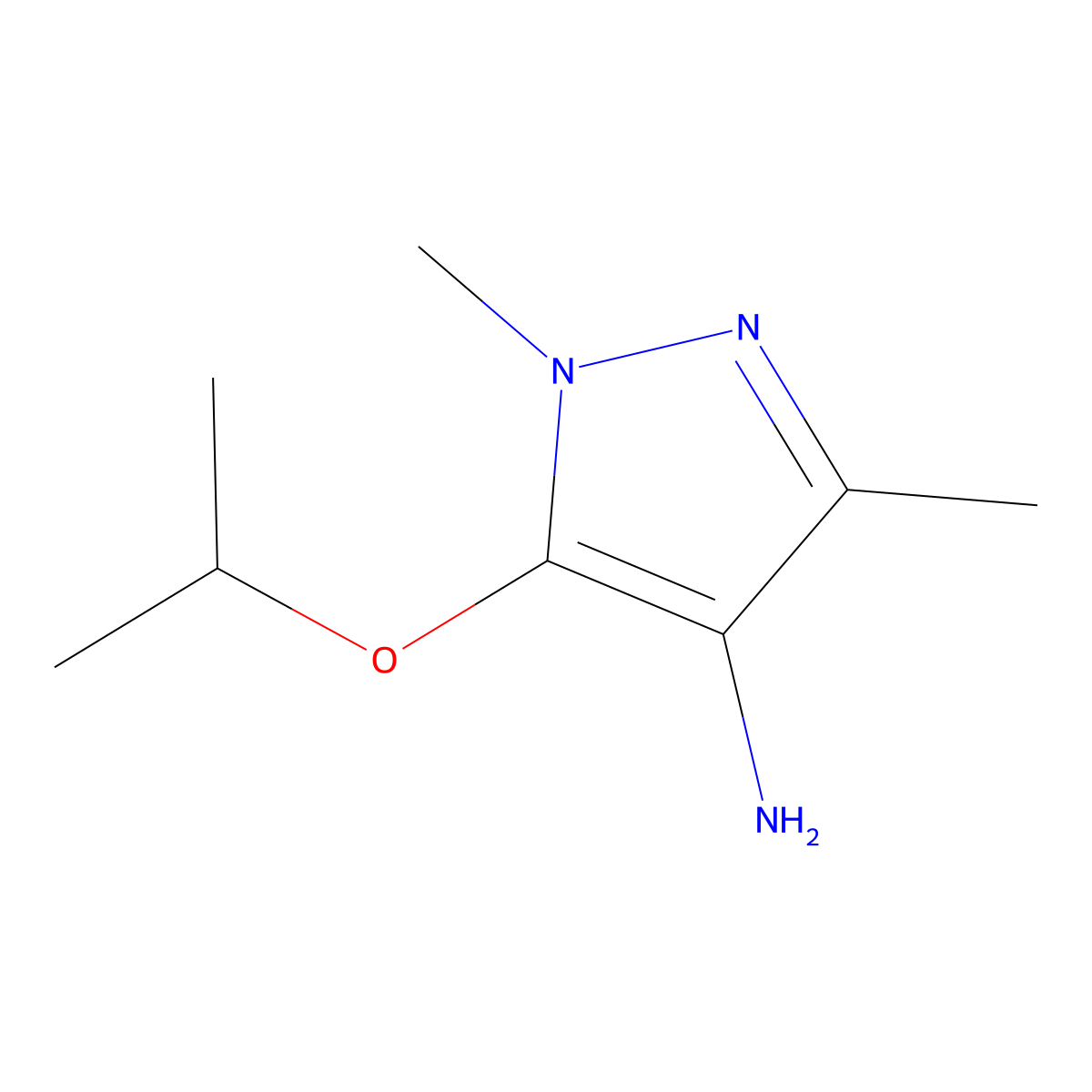 1,3-dimethyl-5-(propan-2-yloxy)-1H-pyrazol-4-amine molecular structure, CAS 1153085-58-5
