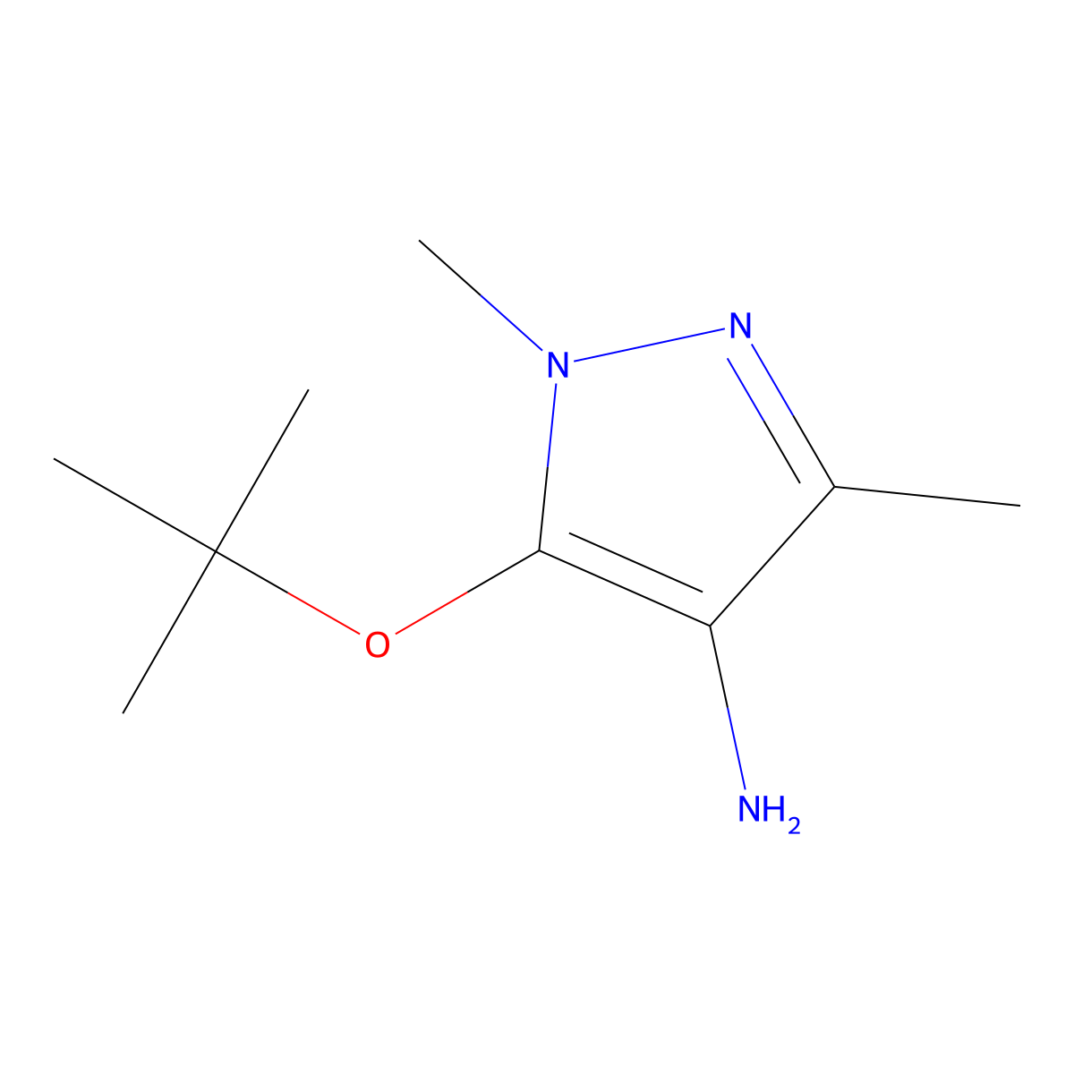 5-(tert-butoxy)-1,3-dimethyl-1H-pyrazol-4-amine molecular structure, CAS 1153086-19-1