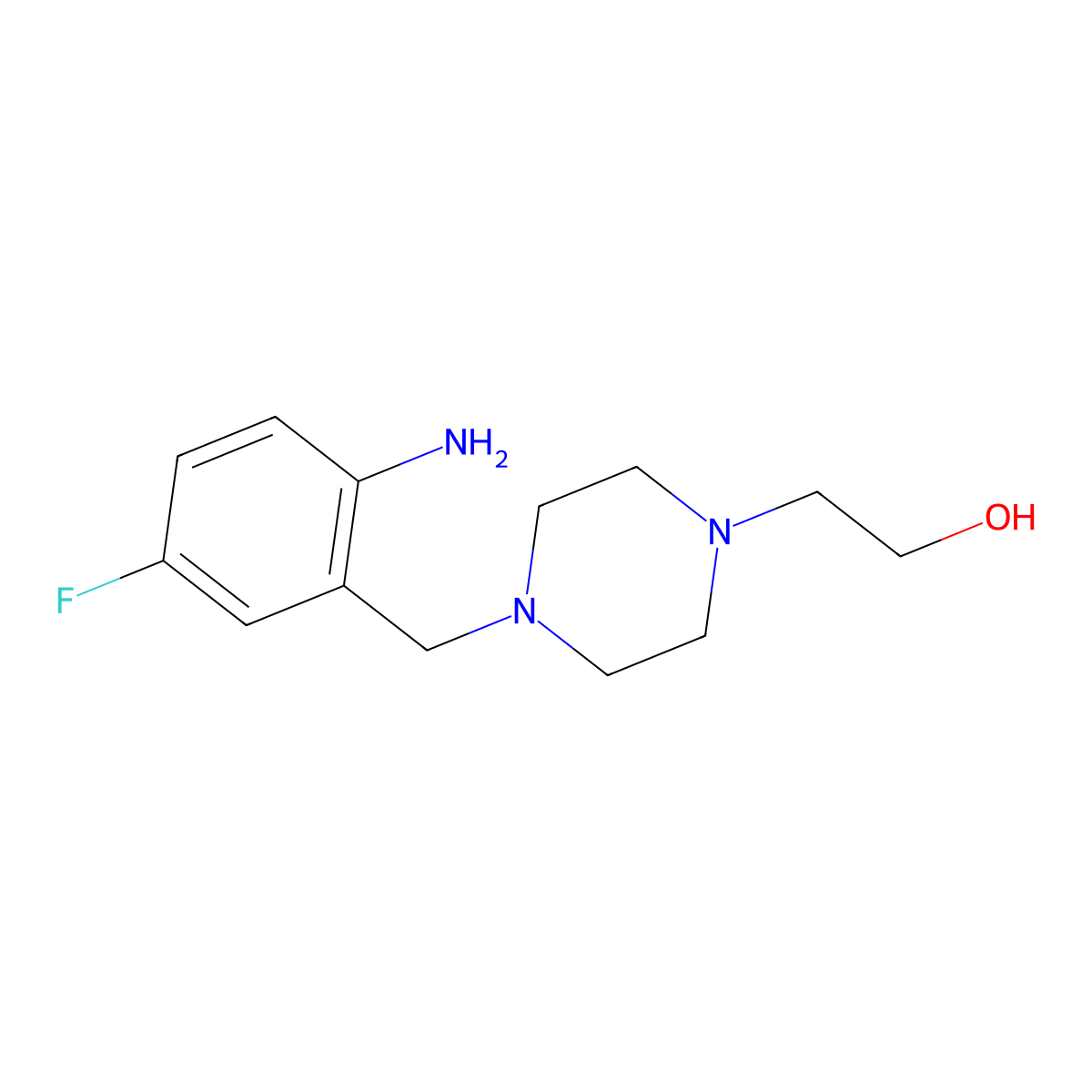 2-[4-(2-Amino-5-fluorobenzyl)-1-piperazinyl]-1-ethanol molecular structure, CAS 1153088-18-6