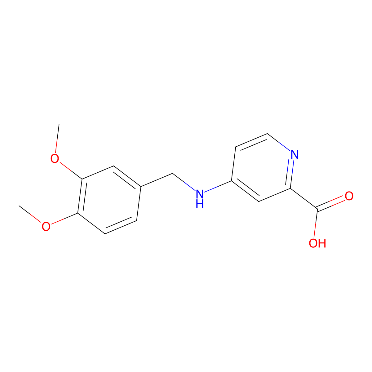 4-[[(3,4-Dimethoxyphenyl)methyl]amino]-2-pyridinecarboxylic acid molecular structure, CAS 1153088-19-7