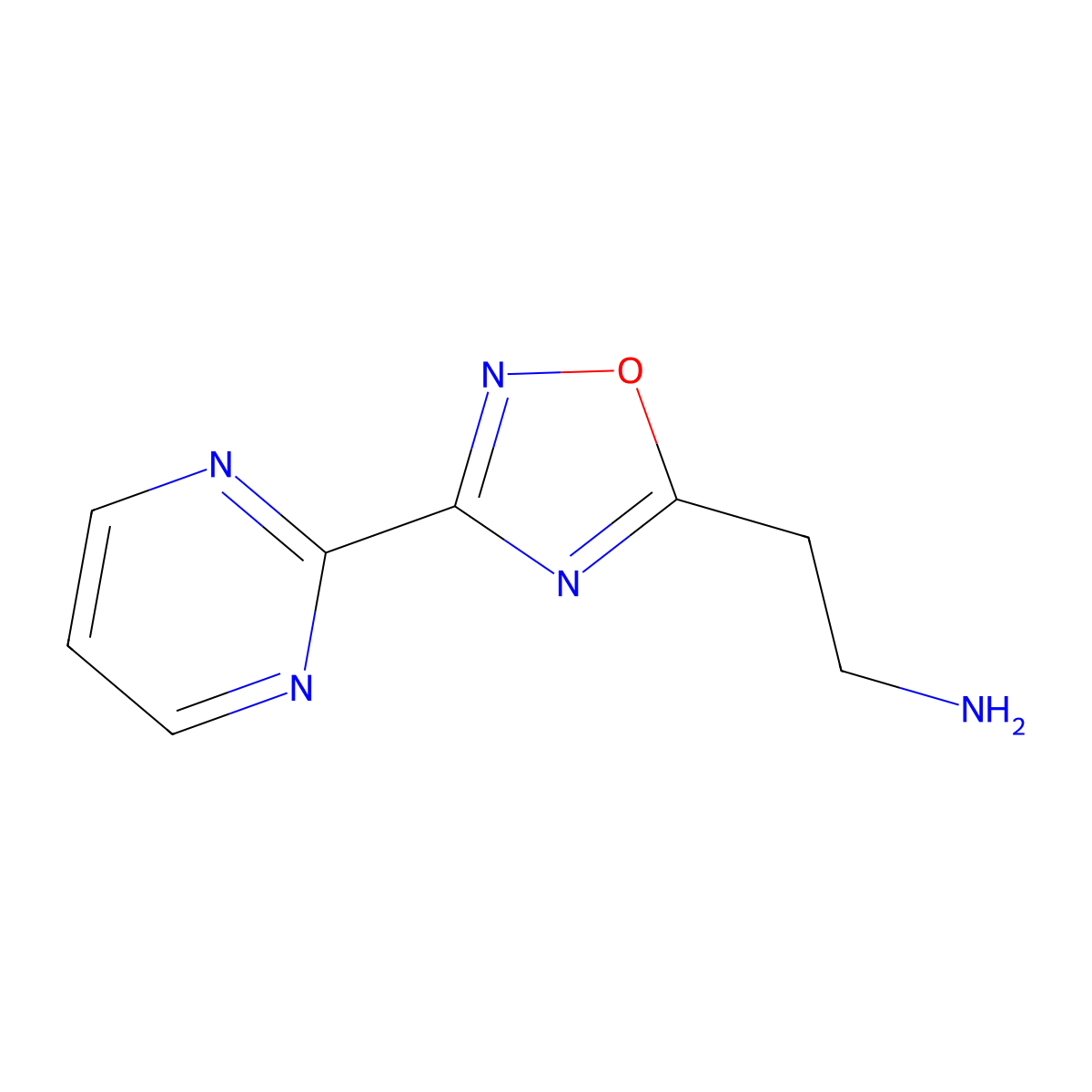 2-[3-(Pyrimidin-2-yl)-1,2,4-oxadiazol-5-yl]ethan-1-amine molecular structure, CAS 1153093-01-6