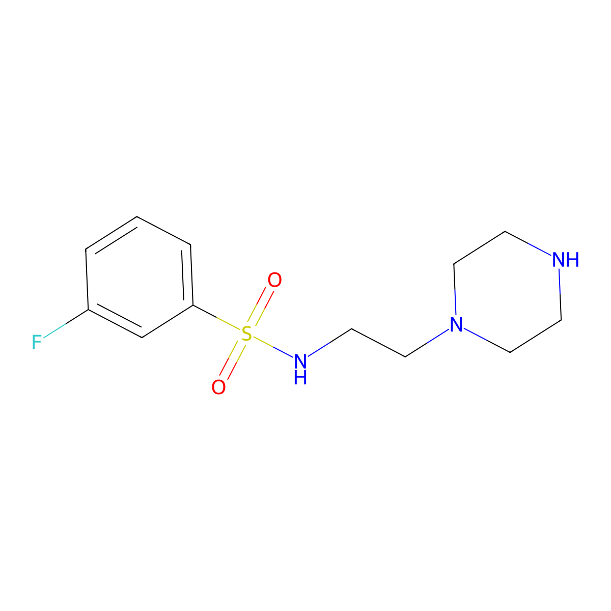 3-fluoro-N-[2-(piperazin-1-yl)ethyl]benzene-1-sulfonamide molecular structure, CAS 1153093-30-1