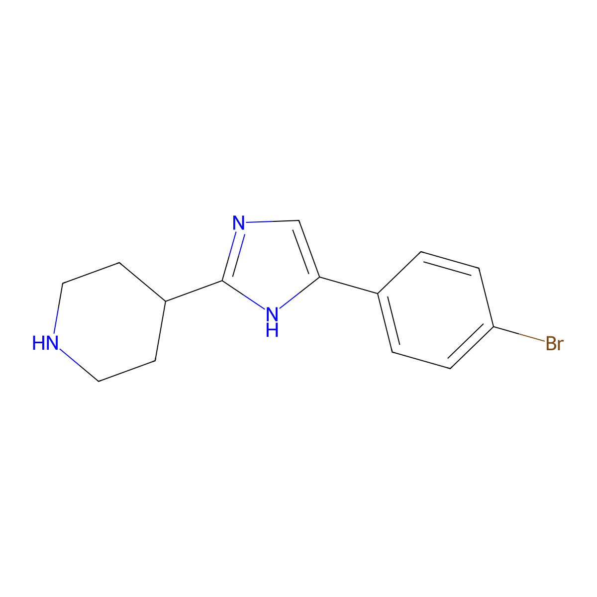 4-[5-(4-bromophenyl)-1H-imidazol-2-yl]piperidine molecular structure, CAS 1153102-64-7